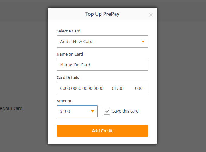 Manually PrePay top up